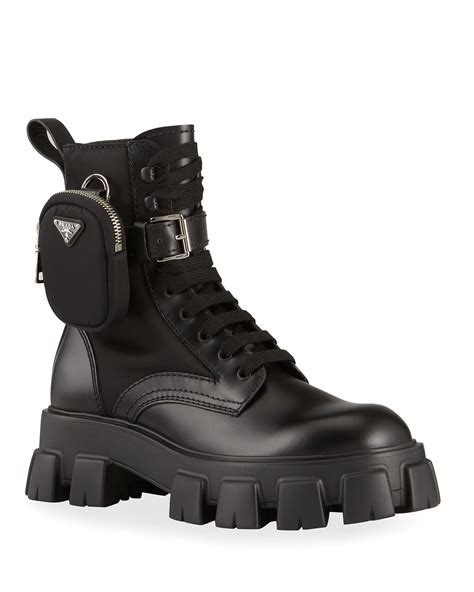 prada monolith leather boots|prada monolith combat boots.